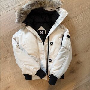 Canada Goose Women’s Chiliwack Bomber - White Fur-Trimmed Winter Jacket